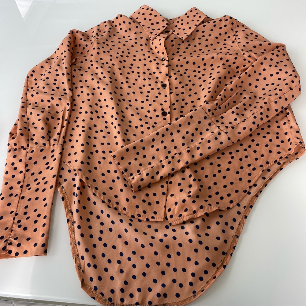 Polka Dot Asymmetrical Button Up